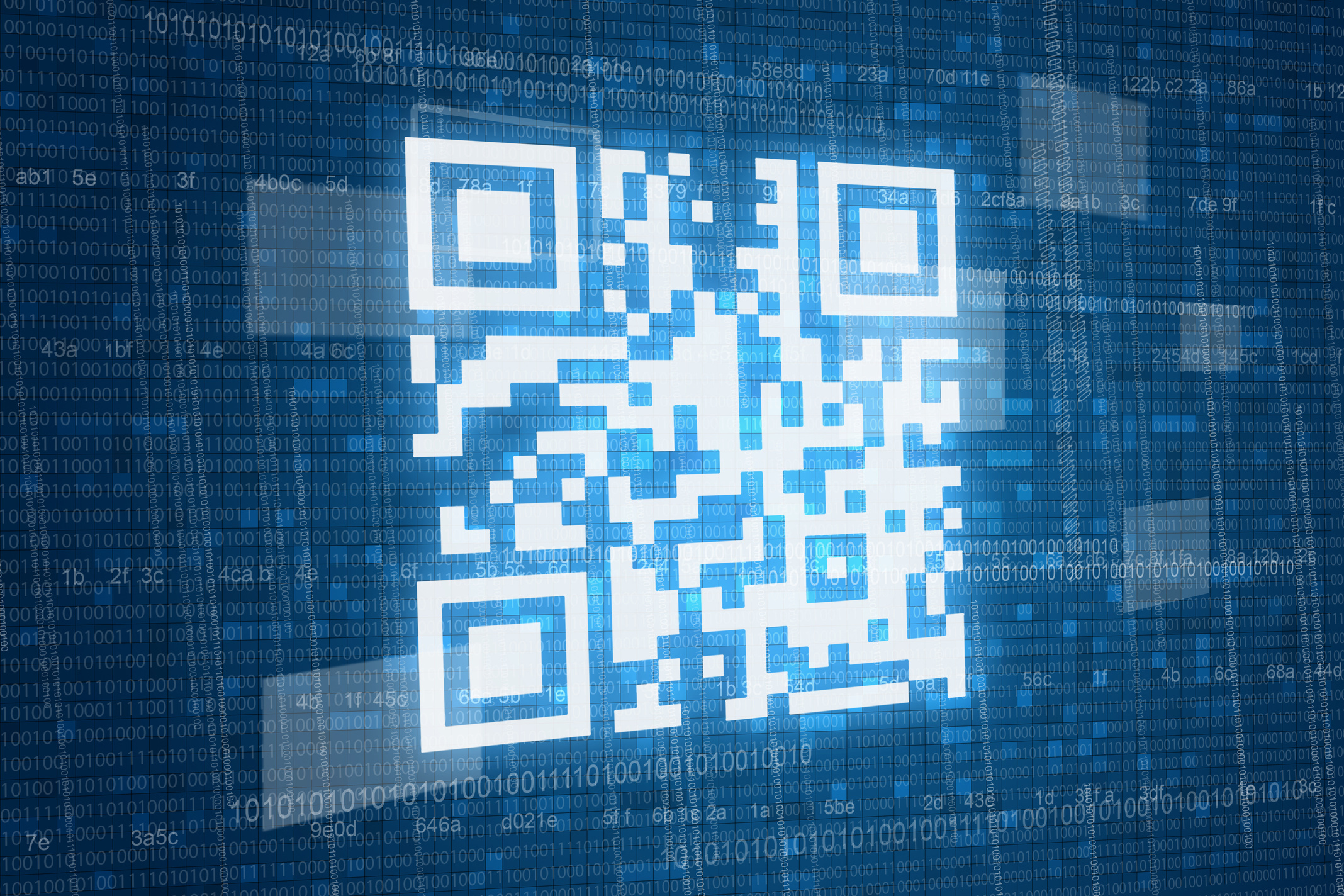 Qr code on digital background